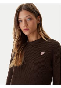 Guess Jeans Sweter W4BR08 Z3HM1 Brązowy Regular Fit. Kolor: brązowy. Materiał: bawełna #4