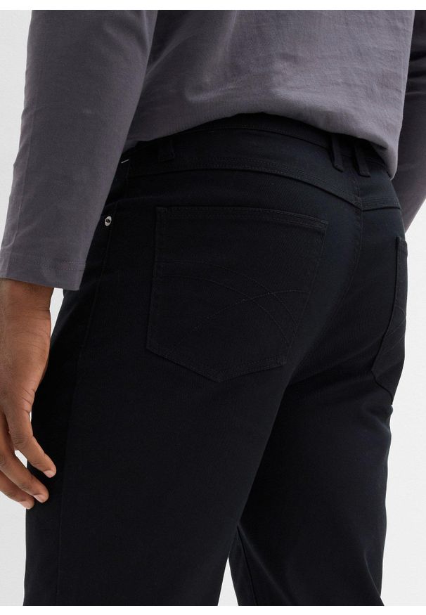bonprix - Spodnie ze stretchem, classic fit, prosta nogawka. Stan: podwyższony. Kolor: czarny