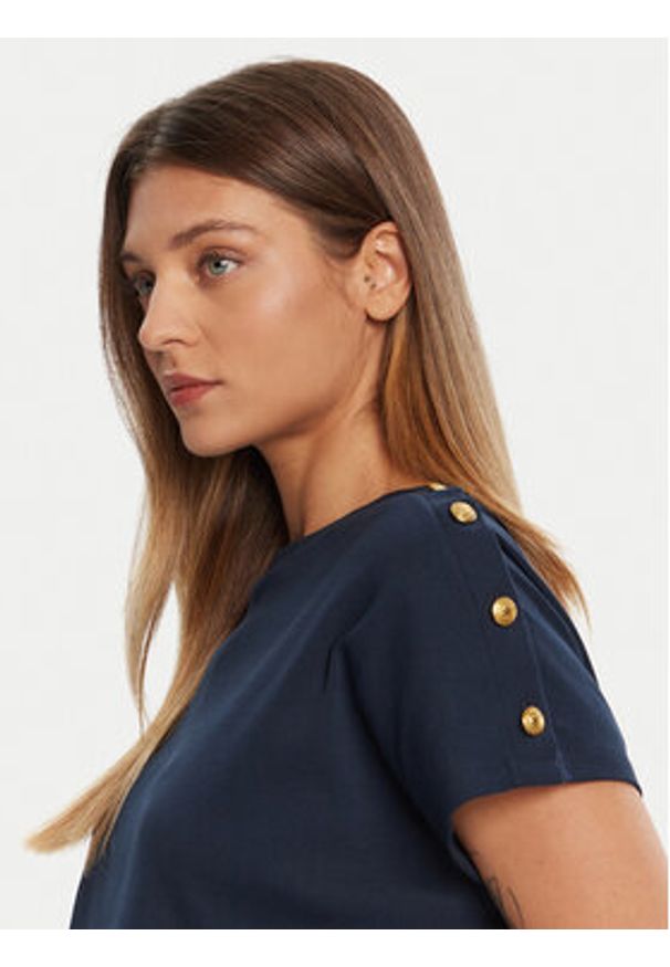 TOMMY HILFIGER - Tommy Hilfiger T-Shirt Gold Button WW0WW47455 Granatowy Regular Fit. Kolor: niebieski. Materiał: bawełna