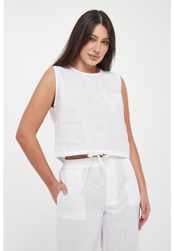 Twinset Milano - Top damski lniany TWINSET. Materiał: len