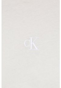 Calvin Klein Jeans t-shirt bawełniany kolor beżowy. Kolor: beżowy. Materiał: bawełna. Wzór: aplikacja #5