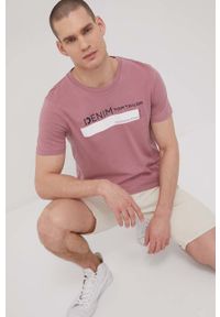 Tom Tailor t-shirt bawełniany kolor różowy z nadrukiem. Okazja: na co dzień. Kolor: różowy. Materiał: bawełna. Wzór: nadruk. Styl: casual