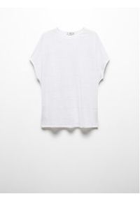mango - Mango T-Shirt Lint 67006317 Biały Regular Fit. Kolor: biały. Materiał: len