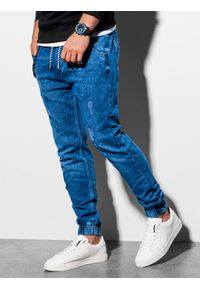 Ombre Clothing - Spodnie męskie jeansowe joggery P939 - niebieskie - XL. Kolor: niebieski. Materiał: jeans #5