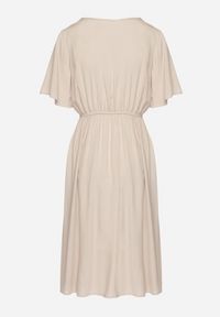 Born2be - Beżowa Bawełniana Sukienka o Rozkloszowanym Fasonie Liranelle. Okazja: na co dzień. Typ kołnierza: dekolt w kształcie V. Kolor: beżowy. Materiał: bawełna. Długość rękawa: krótki rękaw. Sezon: lato. Typ sukienki: rozkloszowane. Styl: casual, elegancki #6