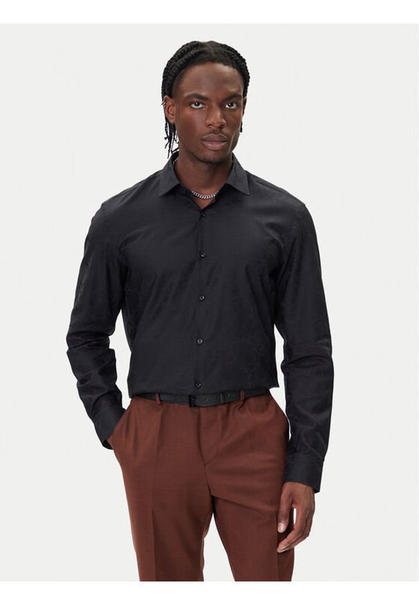 Hugo - HUGO Koszula Kenno 50500965 Czarny Slim Fit. Kolor: czarny. Materiał: bawełna