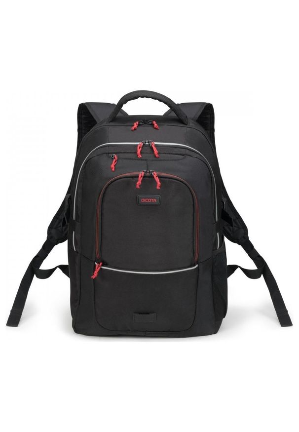 DICOTA - Plecak Dicota Plus Spin 14'' - 15.6'' czarny. Kolor: czarny. Materiał: materiał. Wzór: paski, nadruk. Styl: sportowy, młodzieżowy