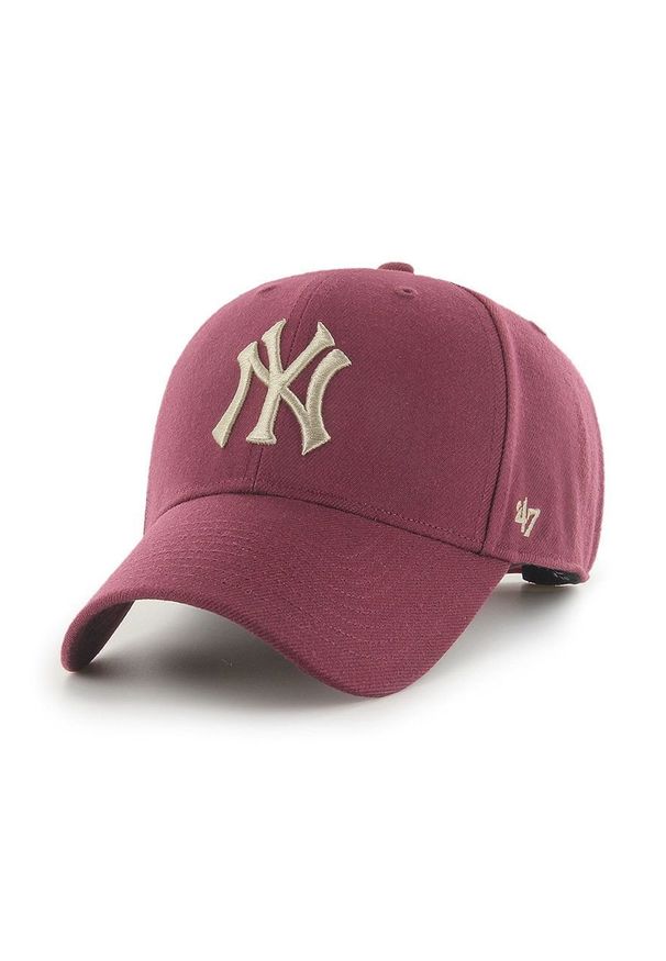 47 Brand - 47brand Czapka MLB New York Yankees kolor fioletowy z aplikacją. Kolor: fioletowy. Wzór: aplikacja