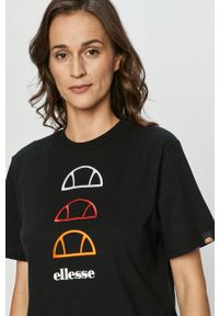 Ellesse - T-shirt. Kolor: czarny. Wzór: aplikacja #2