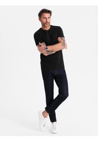 Ombre Clothing - Klasyczny T-shirt męski bawełniany BASIC - czarny V1. Okazja: na co dzień. Kolor: czarny. Materiał: bawełna. Styl: klasyczny #5