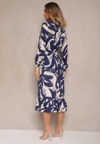 Renee - Granatowa Sukienka z Bawełną i Abstrakcyjnym Wzorem Tersedi. Okazja: na co dzień. Kolor: niebieski. Materiał: bawełna. Styl: klasyczny, elegancki, casual #5
