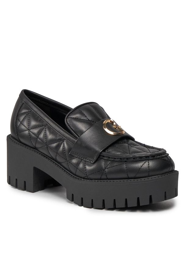 Loafersy Guess FL8WAY LEA14 BLACK. Kolor: czarny. Materiał: skóra