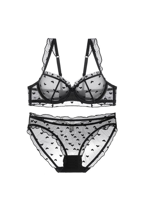 Intica - Komplet bielizny z delikatnym prześwitem i regulowanymi ramiączkami Patrinia. Kolor: czarny. Materiał: materiał