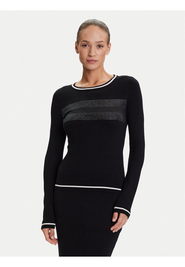 Liu Jo Sport Sweter TF5209 MS49I Czarny Regular Fit. Kolor: czarny. Materiał: wiskoza. Styl: sportowy