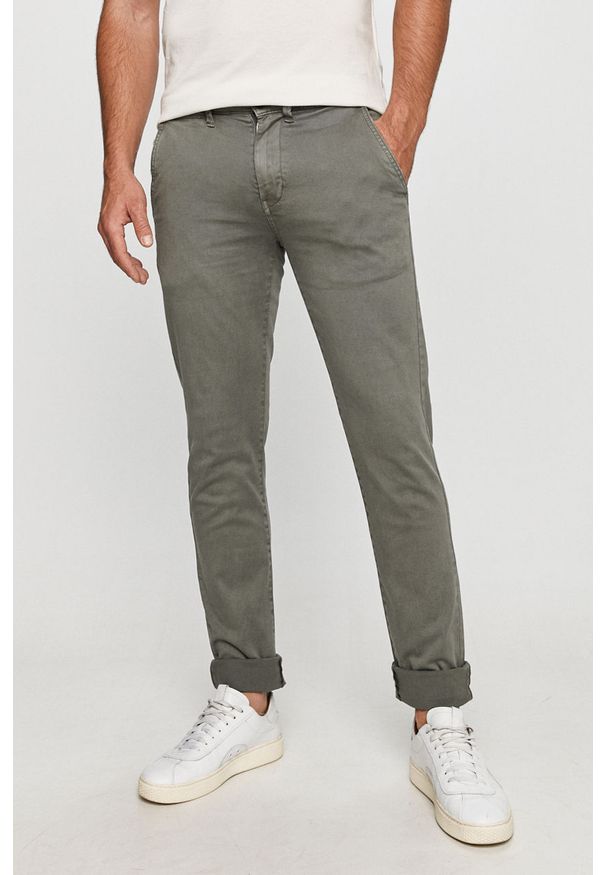 Pepe Jeans - Spodnie Sloane. Okazja: na co dzień. Kolor: zielony. Materiał: tkanina, bawełna, elastan. Wzór: gładki. Styl: casual