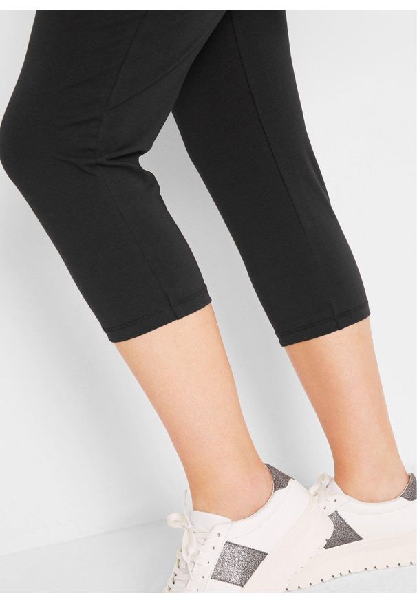 bonprix - Legginsy ciążowe rybaczki (2 pary). Kolekcja: moda ciążowa. Kolor: czarny. Materiał: bawełna