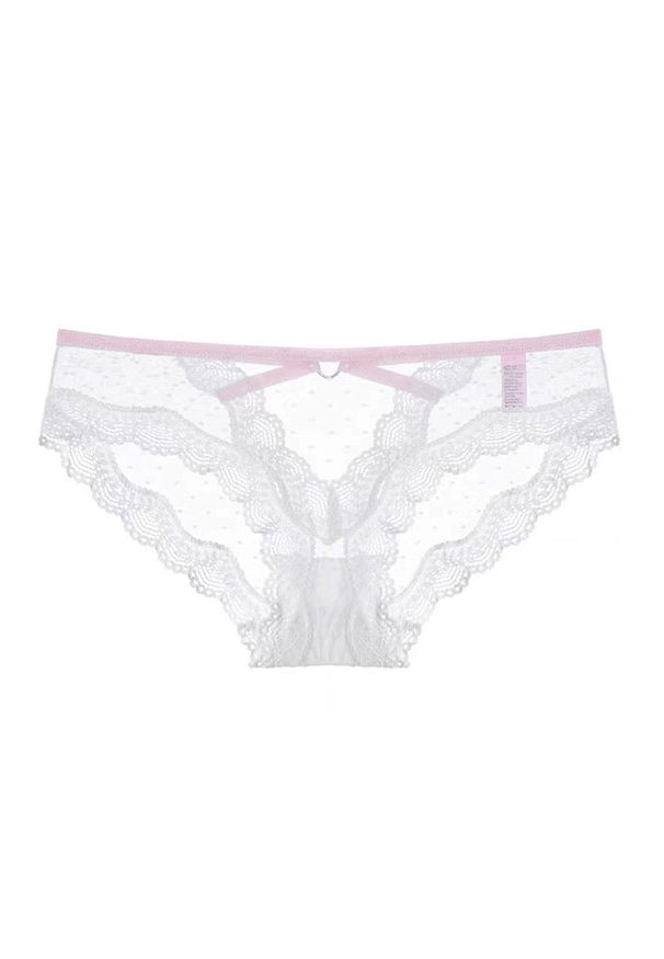 Intica - Majtki ażurowe z wycięciem na romantyczny wieczór Nailya. Kolor: biały. Materiał: tkanina, materiał. Wzór: ażurowy