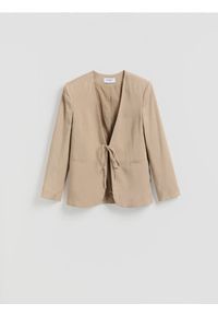 Reserved - Marynarka z lyocellem - beżowy. Kolor: beżowy. Materiał: tkanina #1