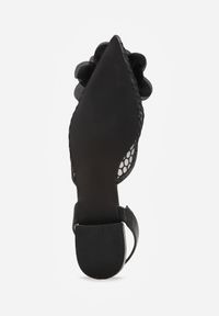 Renee - Czarne Sandały Vices Slingback z Siateczkową Cholewką Ozdobione Kwiatem 3D Lilivora. Okazja: na co dzień. Zapięcie: sprzączka. Kolor: czarny. Wzór: aplikacja, kwiaty. Sezon: lato. Styl: elegancki, klasyczny, casual #2