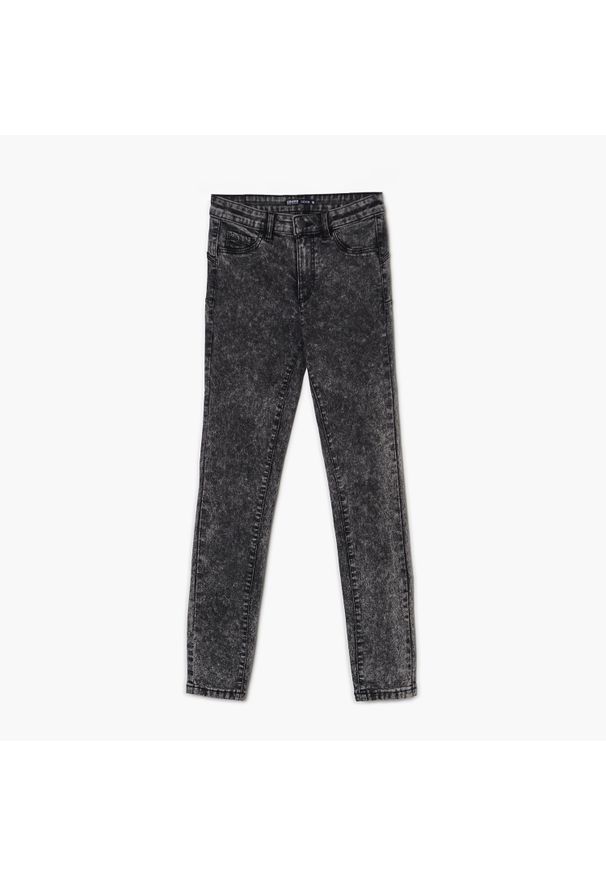 Cropp - Szare jeansy skinny push up - Szary. Kolor: szary. Długość: długie