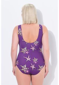 ULLA POPKEN - Damskie Strój kąpielowy rozgwiazdy miękkie miseczki dekolt w serek. Kolekcja: plus size. Kolor: fioletowy. Materiał: elastan, materiał, poliester, poliamid