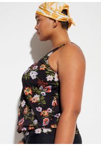 bonprix - Top plażowy tankini. Okazja: na plażę. Kolor: czarny. Wzór: nadruk, aplikacja #2