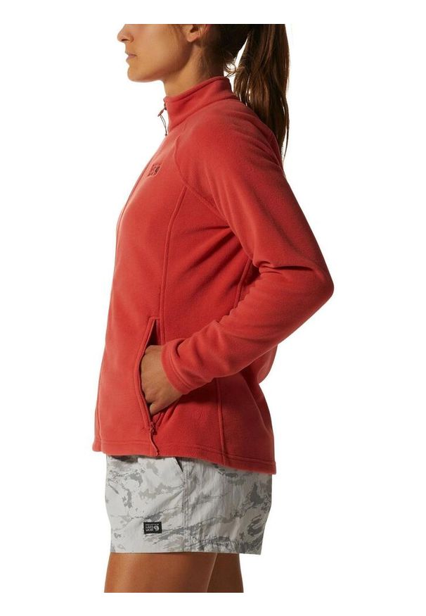 MOUNTAIN HARDWEAR - Damska bluza polarowa Mountain Hardwear Polartec Microfleece z pełnym zamkiem bł. Typ kołnierza: polo. Kolor: czerwony. Materiał: polar