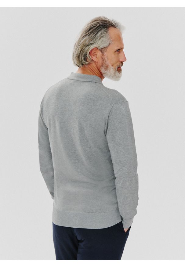 Pako Lorente - PAKO LORENTE – Szary sweter męski z kołnierzykiem polo. Okazja: na co dzień. Typ kołnierza: polo. Kolor: szary. Sezon: jesień. Styl: casual