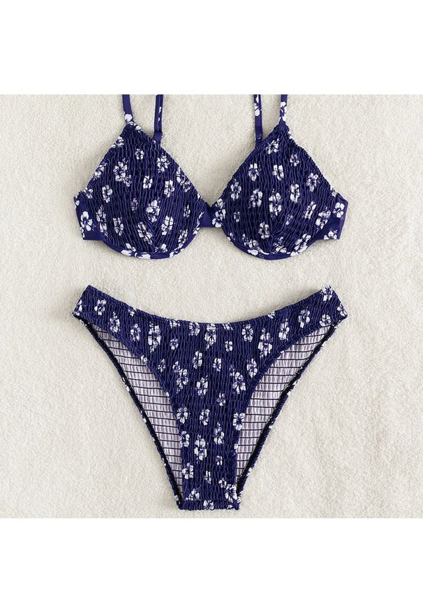 Intica - Bikini push-up plażowe z delikatnymi ramiączkami Salwa. Kolor: niebieski. Materiał: materiał