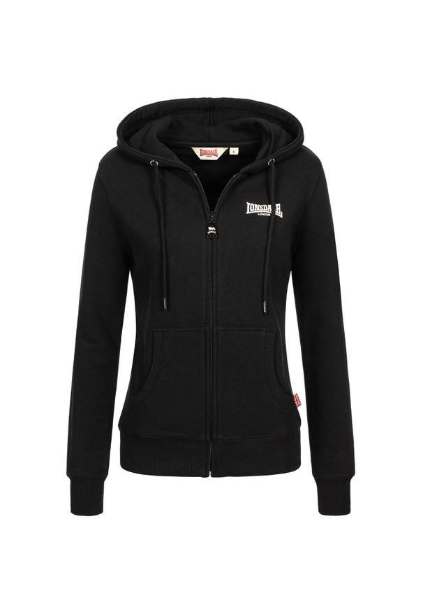 Damska bluza z kapturem zapinana na zamek Lonsdale Calder Vale. Typ kołnierza: kaptur. Kolor: czarny