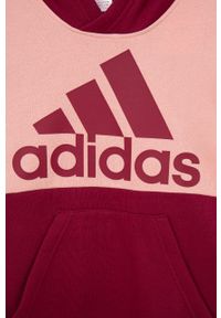 adidas Performance bluza dziecięca męska kolor różowy z kapturem wzorzysta. Okazja: na co dzień. Typ kołnierza: kaptur. Kolor: różowy. Materiał: materiał. Styl: casual