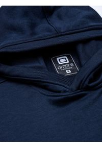 Ombre Clothing - Bluza męska z kapturem B1079 - granatowa - XXL. Typ kołnierza: kaptur. Kolor: niebieski. Materiał: bawełna, poliester #4