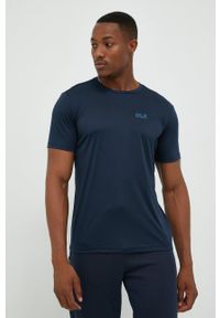Jack Wolfskin t-shirt sportowy Tech kolor granatowy gładki. Kolor: niebieski. Materiał: włókno, materiał. Wzór: gładki. Styl: sportowy #2