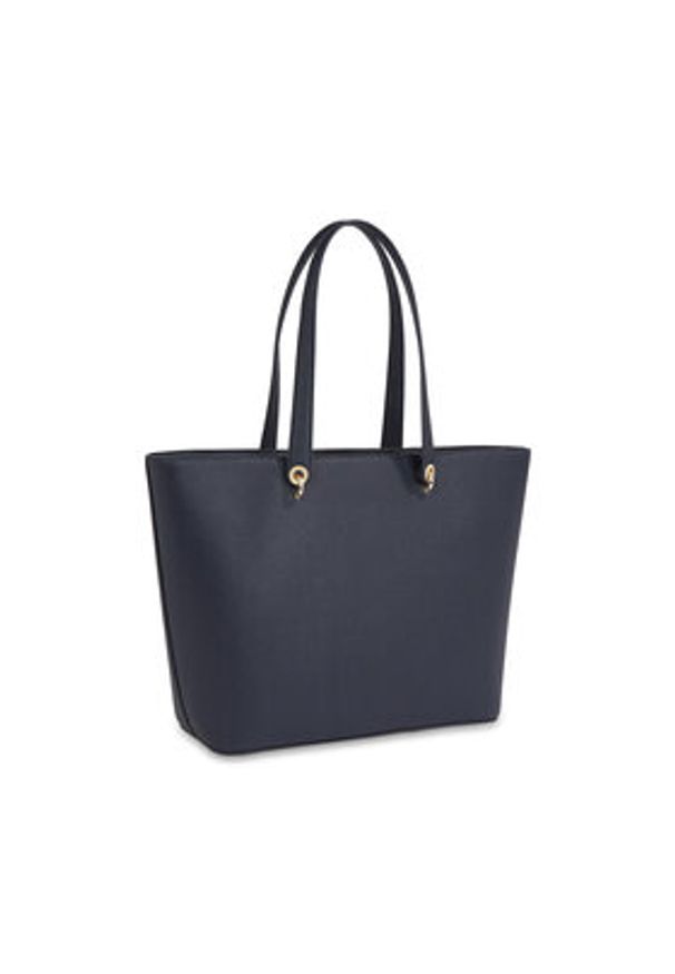 TOMMY HILFIGER - Tommy Hilfiger Torebka Emblem Shopper AW0AW15178 Granatowy. Kolor: niebieski. Materiał: skórzane