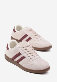 Born2be - Beżowe Sneakersy Ozdobione Paskami Nalierre. Okazja: na co dzień. Zapięcie: pasek. Kolor: beżowy. Materiał: jeans. Wzór: aplikacja #5