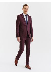 Pako Lorente - PAKO LORENTE – Bordowe spodnie garniturowe w subtelną kratę. Kolor: czerwony. Materiał: poliester, elastan, wiskoza #1