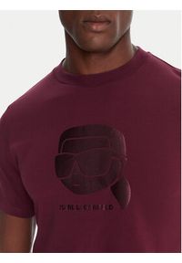 Karl Lagerfeld - KARL LAGERFELD T-Shirt 755032 554221 Bordowy Regular Fit. Typ kołnierza: dekolt w karo. Kolor: czerwony. Materiał: bawełna #3