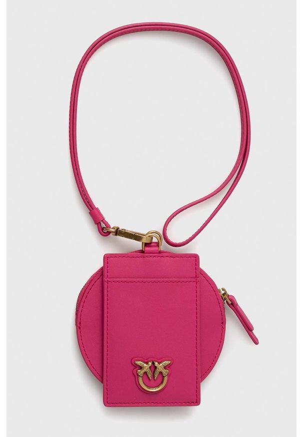 Pinko etui na karty skórzane kolor fioletowy. Kolor: fioletowy. Materiał: skóra