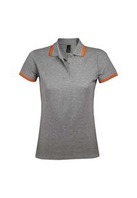 SOL'S - Damska Koszulka Polo Pasadena. Typ kołnierza: polo. Kolor: pomarańczowy, wielokolorowy, szary