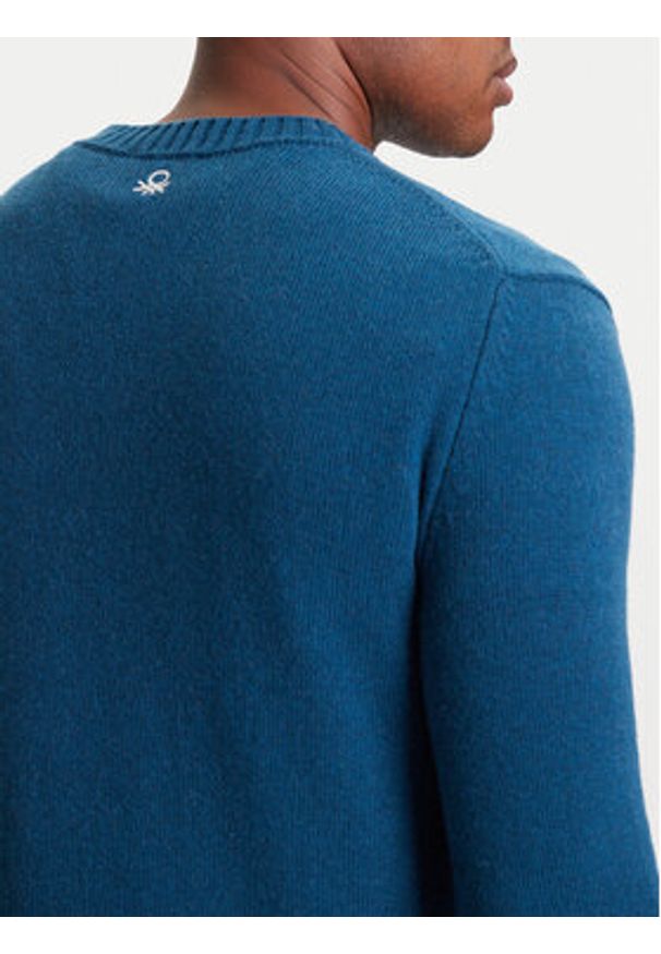 United Colors of Benetton - United Colors Of Benetton Sweter 1244K108S Granatowy Regular Fit. Kolor: niebieski. Materiał: wełna