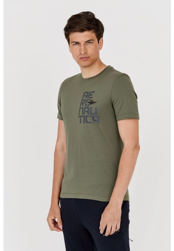 Aeronautica Militare - AERONAUTICA MILITARE Zielony bawełniany t-shirt męski, Rozmiar XL. Kolor: zielony. Materiał: bawełna. Długość rękawa: krótki rękaw. Długość: krótkie. Wzór: haft