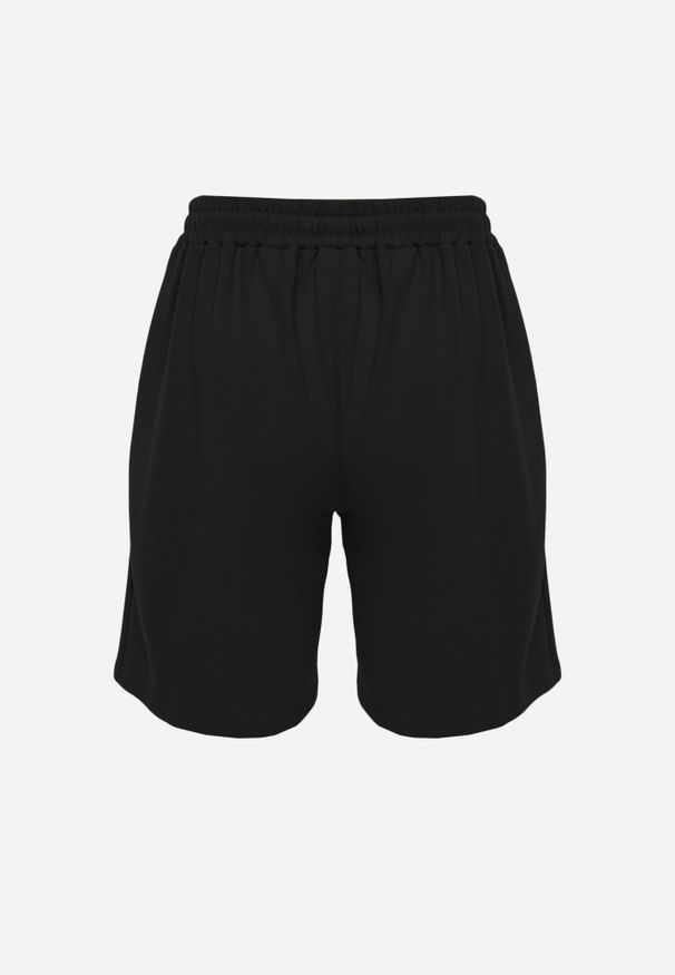 Born2be - Czarne Szorty Dresowe z Bawełną i Sznurkami Leofiel. Okazja: na co dzień, na spacer. Kolor: czarny. Materiał: bawełna, dresówka. Wzór: napisy. Styl: casual, klasyczny