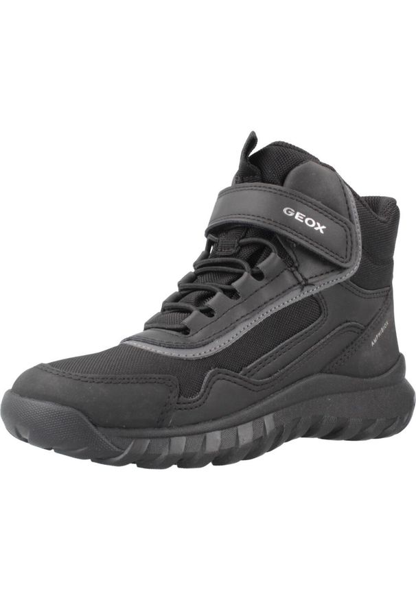 Geox - Buty GEOX J SIMBYOS Czarny. Kolor: czarny, szary, wielokolorowy. Materiał: syntetyk, tkanina. Sport: turystyka piesza