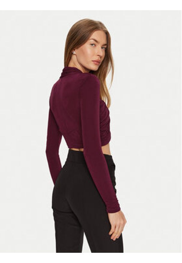 BARDOT Bluzka 58746TB Bordowy Slim Fit. Kolor: czerwony. Materiał: syntetyk