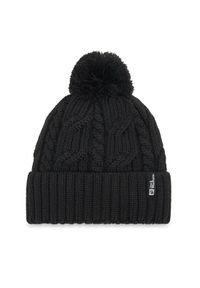 Jack Wolfskin Czapka Pompom 1905092 Czarny. Kolor: czarny. Materiał: wełna, materiał