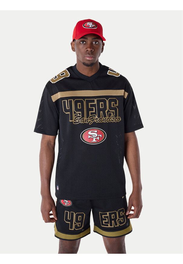 New Era T-Shirt Saf49E Mesh Graphic Jersey 60596390 Czarny Regular Fit. Kolor: czarny. Materiał: syntetyk