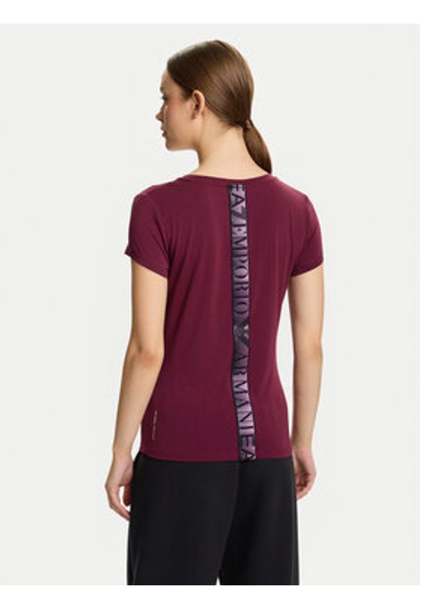 EA7 Emporio Armani T-Shirt 7W000673 AF12945 M5064 Bordowy Slim Fit. Kolor: czerwony. Materiał: syntetyk, wiskoza