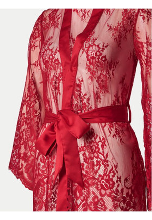 Hunkemöller Szlafrok Isabelle 300603 Czerwony. Kolor: czerwony. Materiał: syntetyk