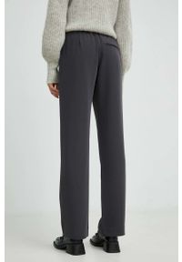 Samsoe & Samsoe - Samsoe Samsoe spodnie damskie kolor czarny proste high waist. Okazja: na co dzień. Stan: podwyższony. Kolor: szary. Materiał: poliester, dzianina. Styl: casual #6