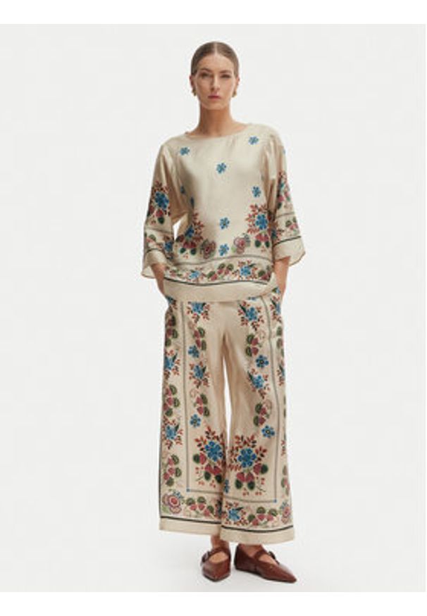 Weekend Max Mara Bluzka Samba 2615111062 Écru Loose Fit. Kolor: kremowy. Materiał: jedwab